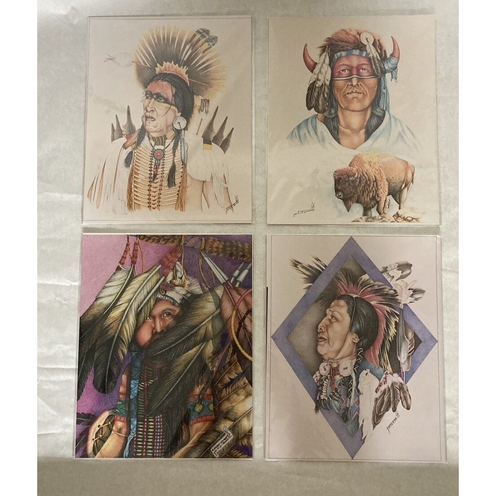 4 Color Art Prints Photographic Reproduction Merlin Eagle Horse Native American